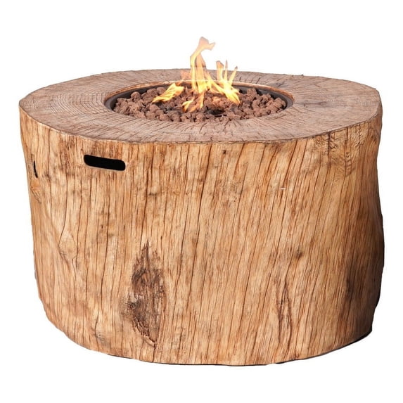 Brown Aluminum Patio and Outdoor Round Firepit with Rain Cover