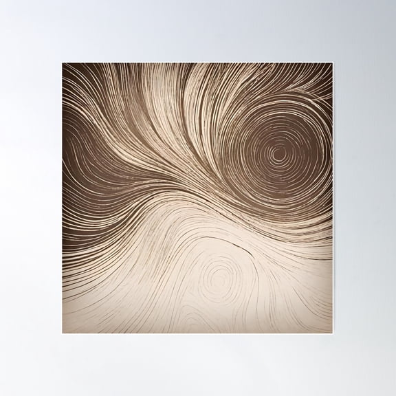 Brown And Beige Abstract Line Swirls Poster Wall Art, Modern Wall Decor For Living Room Bedroom, 24x24 UNFRAMED