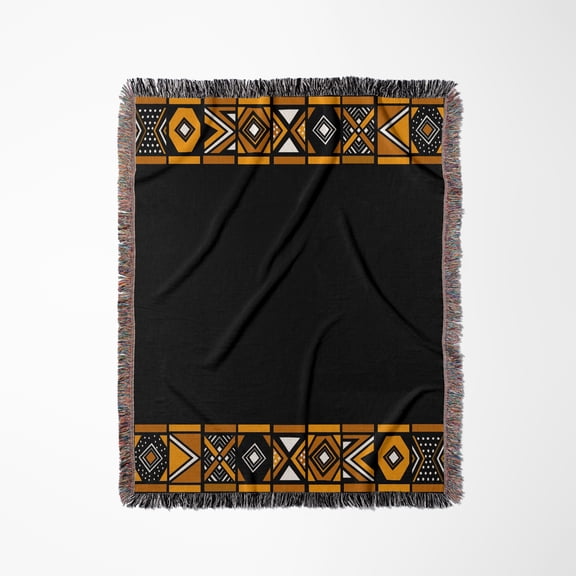 Brown And Black African Pattern - Art Of Africa Inspired By Zulu Beadwork Geometric Designs, Woven Blanket