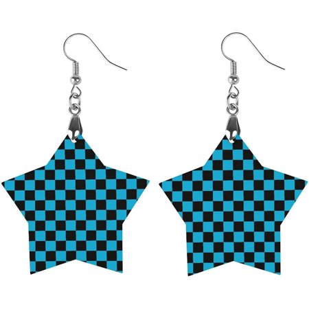Brown And Black Buffalo Plaids Stylish Hoop Earrings Wood Dangle Earring Trendy Jewelry for Adult Party Gifts[u822]