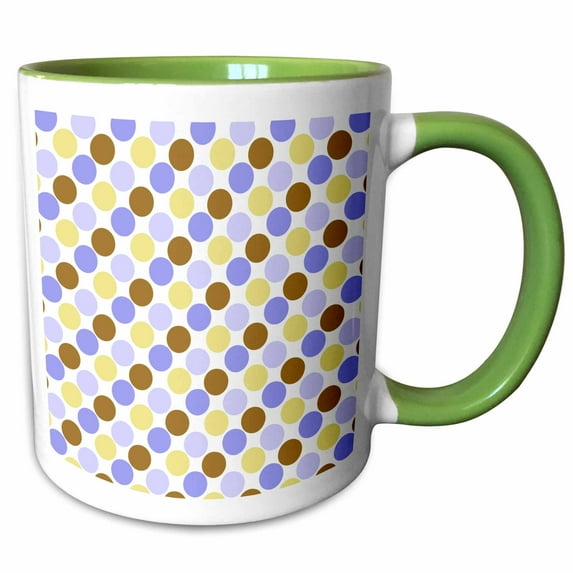 3drose, Brown and Blue Polka Dots, 11oz Two-tone Green Mug