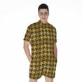 thumbnail image 1 of Brown And Tan Houndstooth Pattern Short Sleeve Men'S Rompers Casual Summer Jumpsuits Outfit, 1 of 4