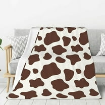 Brown And White Cow Print Fleece Blanket For Bed & Couch Large Super Soft Throw Blanket For Travel Home Lightweight Warm Fleece Blanket 40" x 50"