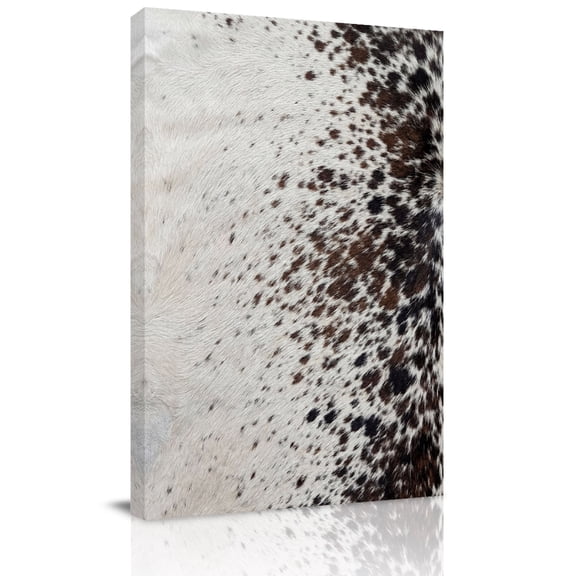 Brown Animal Fur Texture Canvas Wall Art for Living Room, Country Farm Animal Classic White Brown Spots Wall Decor Framed Artwork Pictures Ready to Hang for Bedroom Office Home Decor