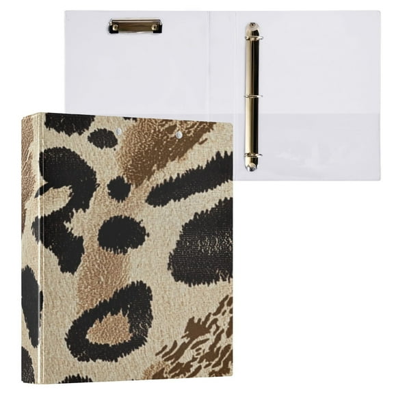 Brown Animal Print Pattern3 Ring Hardcover Binders 1.5in Round Rings for Letter-Size Folder Paper Organizer Pockets for Office Student Recipe