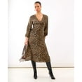 thumbnail image 1 of Brown Animal Printed Long Sleeve Midi Dress, 1 of 8
