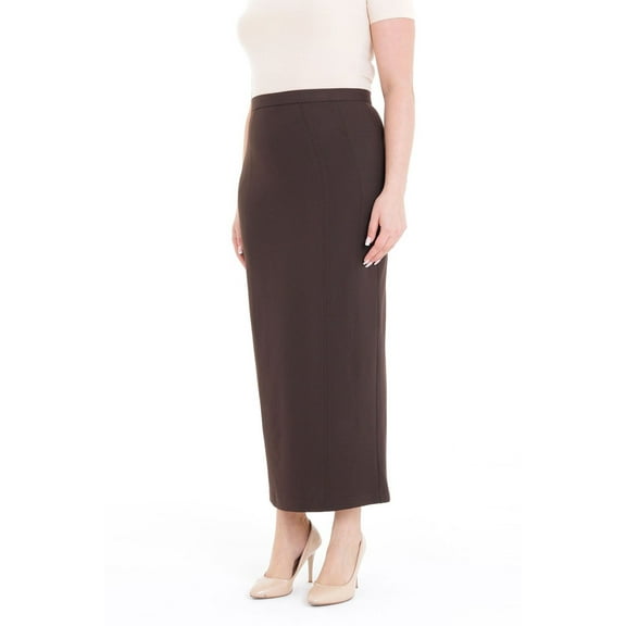 Brown Ankle Length Women's Plus Size Back Split Maxi Skirt