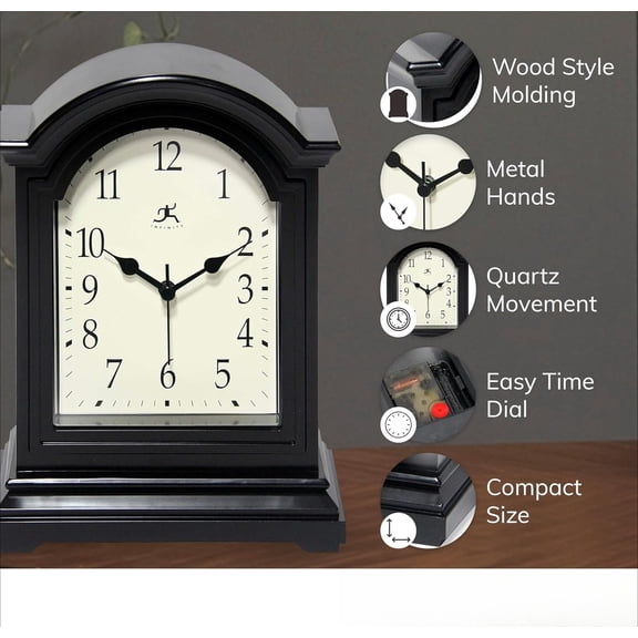 Brown Antique Grandfather Tabletop Clock 9 x 6 Mantle Tabletop Clock Mini Desktop Table Mantel Decor Vintage Living Room Decor