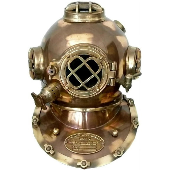 Brown Antique Scuba Diving Helmet | US Navy Mark V Divers Helmet | Marine Diving Helmet Dive | Underwater Helmet | Replica Gift