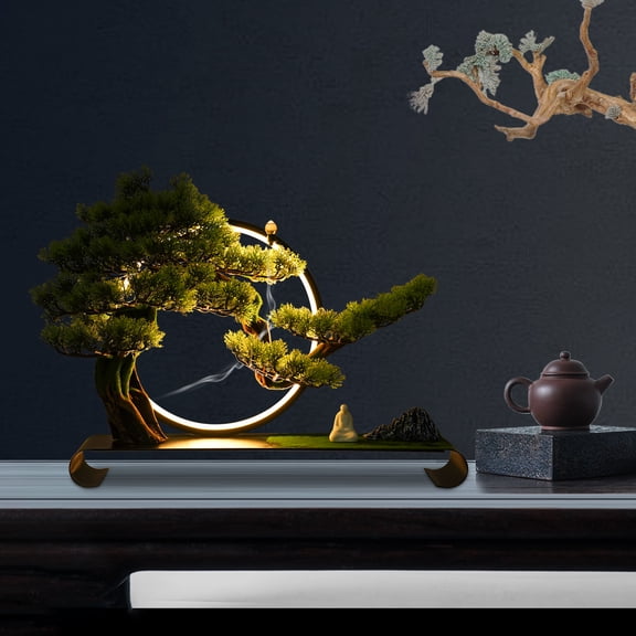 Brown Antique USB-Powered LED Bonsai Tree Lamp 8W Adjustable Brightness Simulation Plant for Living Room, Cafe