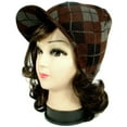 thumbnail image 1 of Brown Argyle Design Warm Winter Knit Crochet Braided Baggy Visor Beanie Hat, 1 of 2