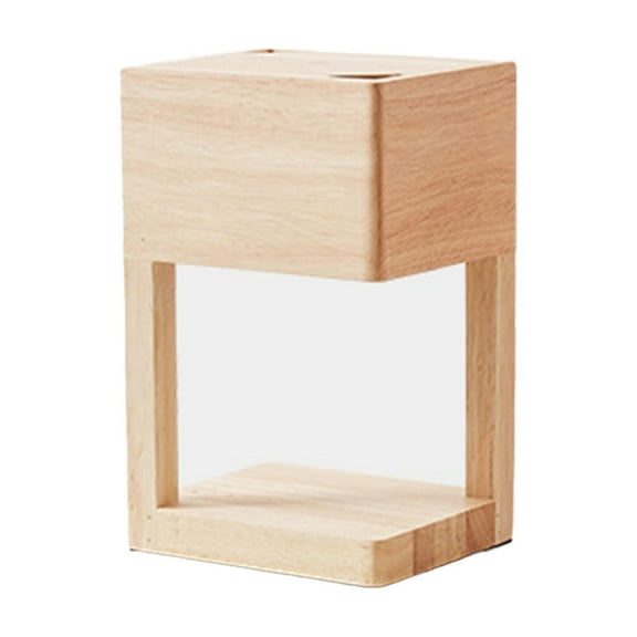 Brown Aromatherapy Lamp Wax Melt Warmer Wooden Base For Candles Bedroom Nightstand Decor Mood Light Brown Color Free Size Wood Material