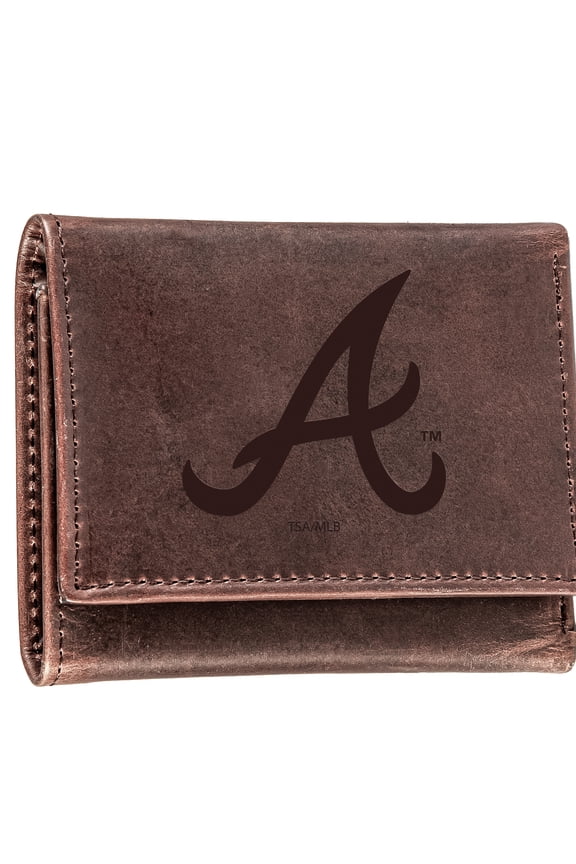 Brown Atlanta Braves Tri-Fold Leather Wallet