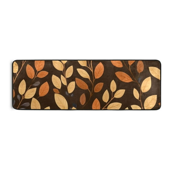 Brown Autumn Leaves Cartoon Runner Rug for Hallways Kitchen Non Slip 2'x 6' Washable Hall Carpet for Bedroom Entryway Laundry Room