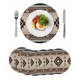 thumbnail image 1 of Brown Aztec Round 13 Inch Placemats Set of 6, Boho Southwest Ethnic Neutral Motifs HeatResistant Non Slip Place Mats for Dining Table, Wipeable Braided Kitchen Table Mats for Housewarming, 1 of 9