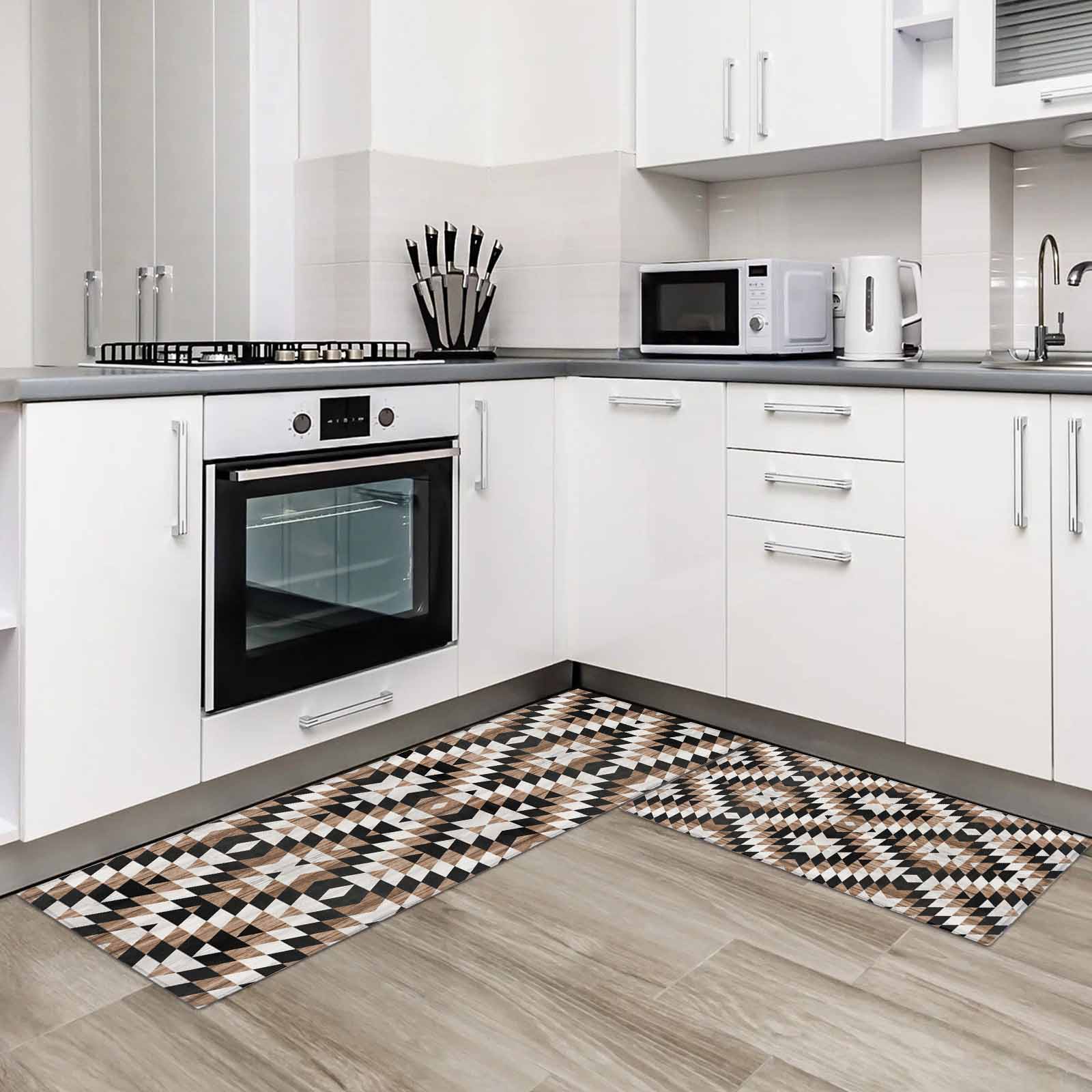 Brown Aztecs 2 Pieces Non-Slip Kitchen Mat Set Abstract Southwest ...