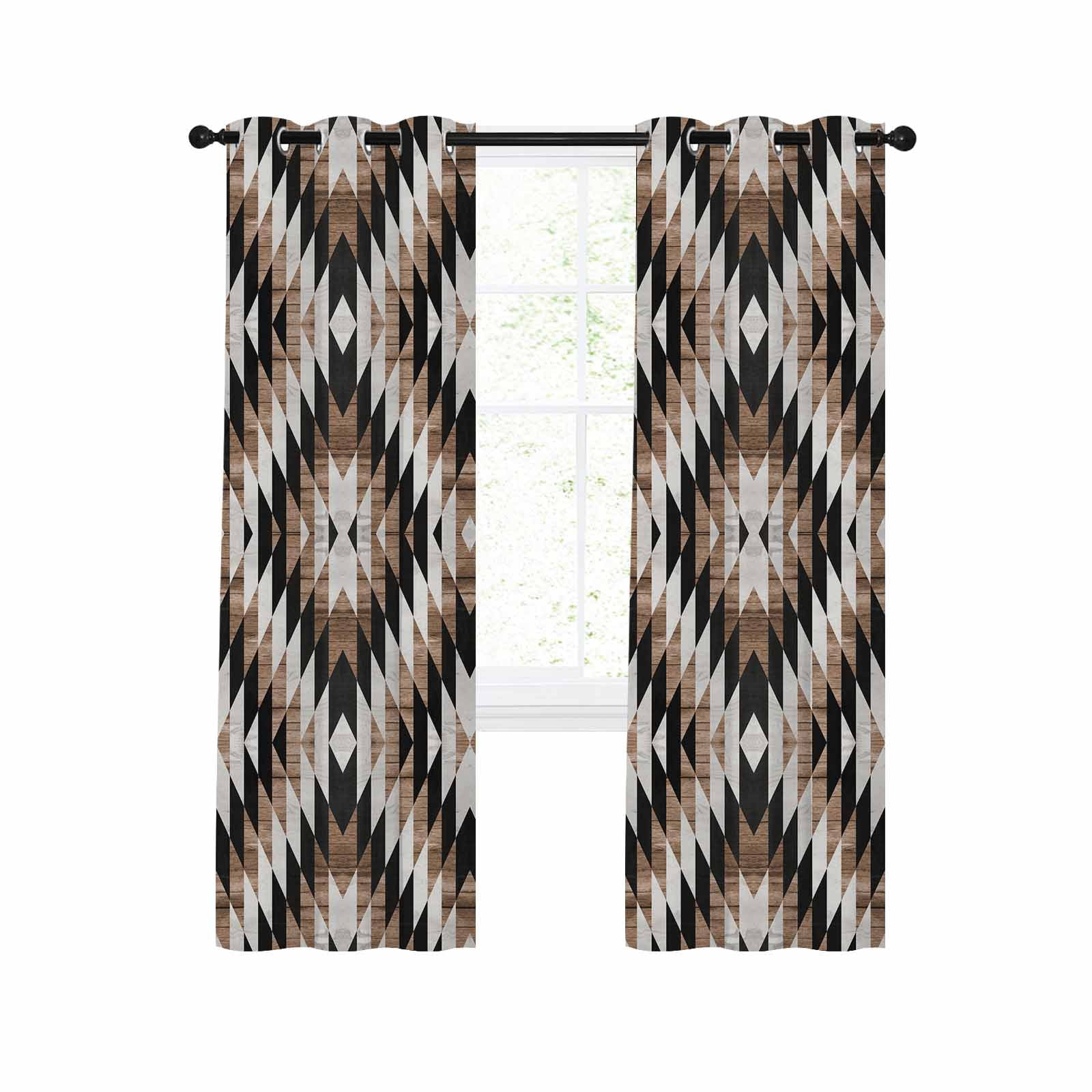 Brown Aztecs Blackout Curtains 54 Inches Long for Bedroom, Abstract ...
