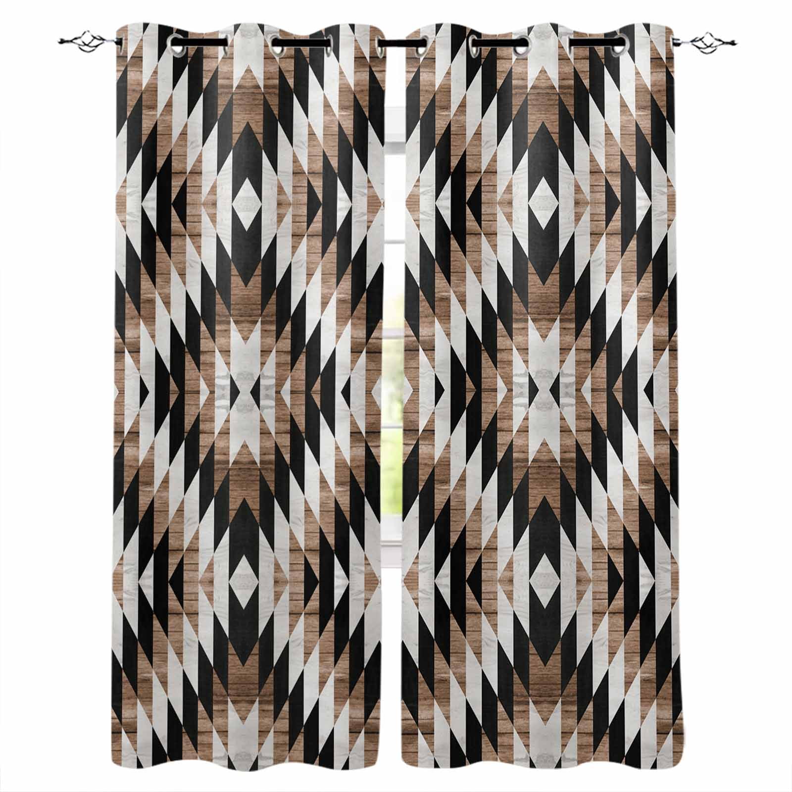 Brown Aztecs Blackout Curtains 84 Inches Long, Abstract Southwest ...