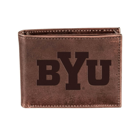 Brown BYU Cougars Bi-Fold Leather Wallet