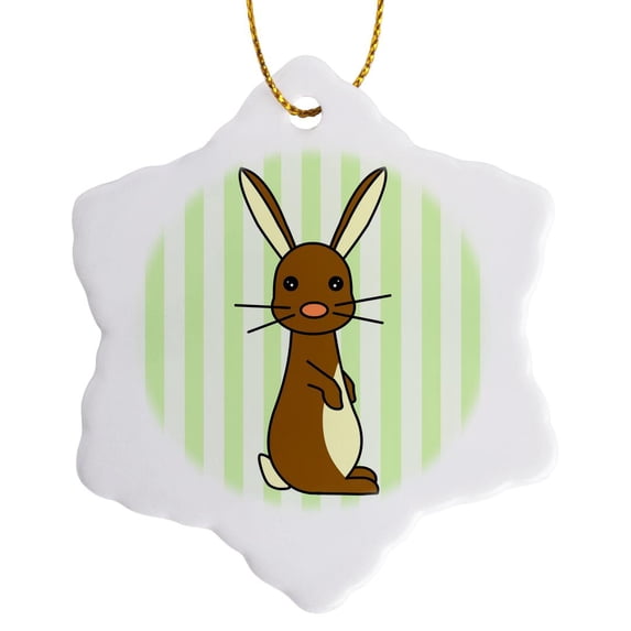 3drose, Brown Baby Rabbit, 3 inch Snowflake Porcelain Ornament