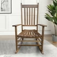 thumbnail image 1 of Brown Balcony Porch Adult Rocking Chair - Solid Hardwood Construction For Performance Wide And Comfortable Seat With Armrest Secure Slatted Back Rest Easy Assembly Included Hardware Instruction, 1 of 5