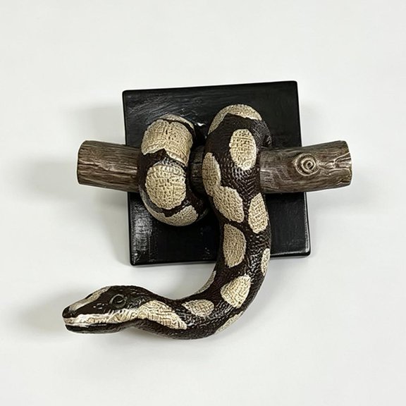 Brown Ball Python Wall Sculpture, 3D Resin Snake Wall Decor, 5.12 in