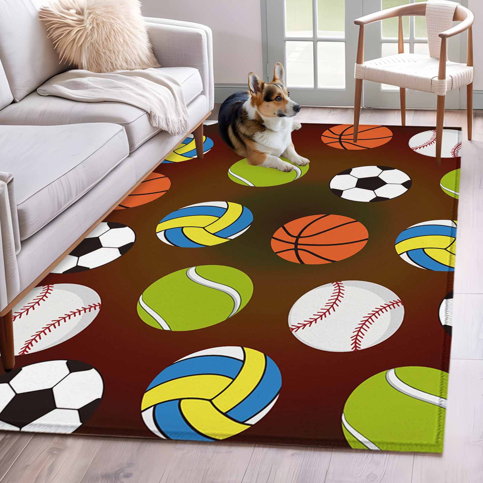Ball Rug R Ug Brown Balls Area Rugs 4'x6', Washable Small Throw Rugs for Office ...