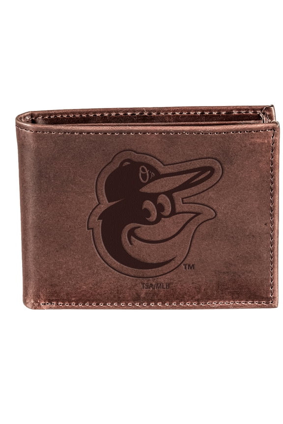 Brown Baltimore Orioles Bi-Fold Leather Wallet
