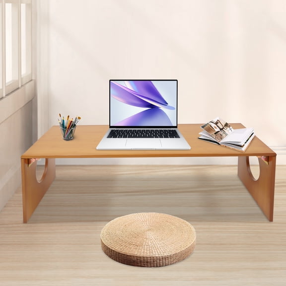 Brown Bamboo 100x37x30cm Foldable Floor Table Japanese Household Low Coffee Table Floor Table