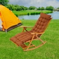 thumbnail image 1 of Brown Bamboo 98x62x20cm Folding Recliner 170-Degree Adjustable Siesta Rocking Chair With Foot Massage, 1 of 11