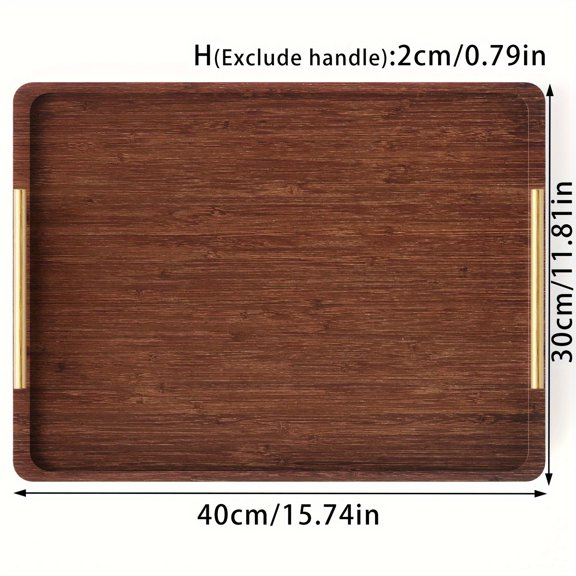 Brown Bamboo Tray Suitable for Japanese/Nordic Style - Multi-Size S/M/L -Baked Painted Table Tray with Handle, Kitchen Countertop, Bedside Breakfast Tray for, Dining Table & Serving Plate
