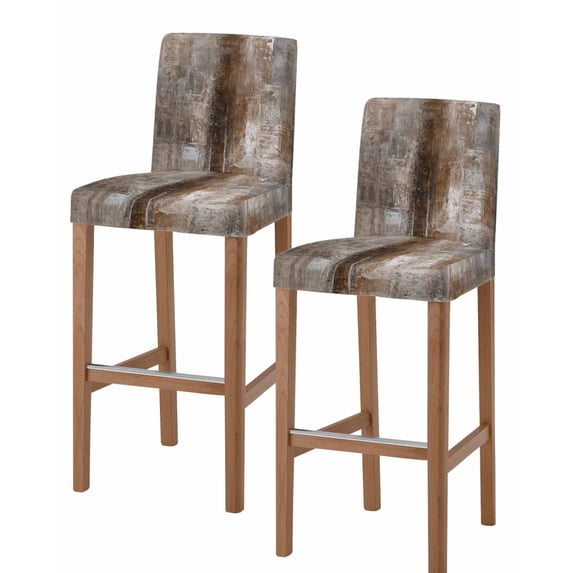 Brown Bar Stool Covers Set of 2, Retro Oil Painting Modern Abstract Art Aesthetics Stretch Washable Bar Chair Covers with Backs, Removable Pub Counter Height Chair Cover for Kitchen Dining Room Cafe