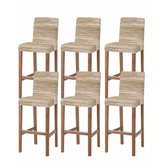 Brown Bar Stool Covers Set of 6, Vintage Modern Abstract Art Ombre Stretch Washable Bar Chair Covers with Backs, Removable Pub Counter Height Chair Cover for Kitchen Dining Room Cafe