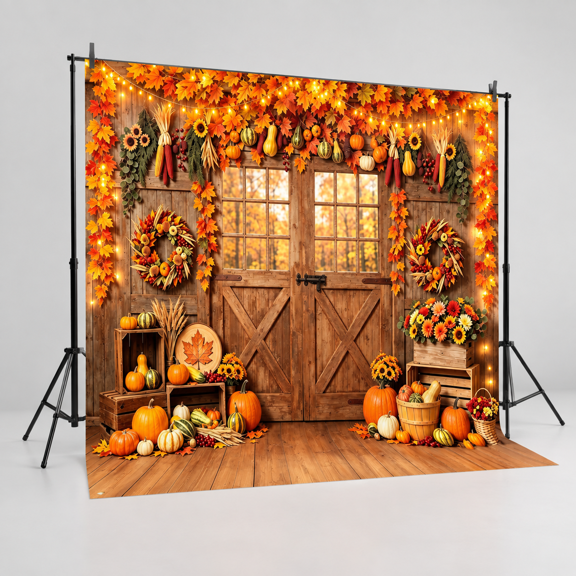 Brown Barn 10x10FT Vinyl Photo Studio Background for Harvest and Fall Shoots