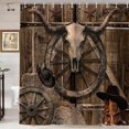 thumbnail image 2 of ZWSMZW Rustic Wooden Board Shower Curtain Western Old Barn Door Vintage Country Farmhouse Retro Rural Garage Plank Dark Brown Bathroom Decor Fabric Curtains With Hooks 70" L X 70" W 2 of 13