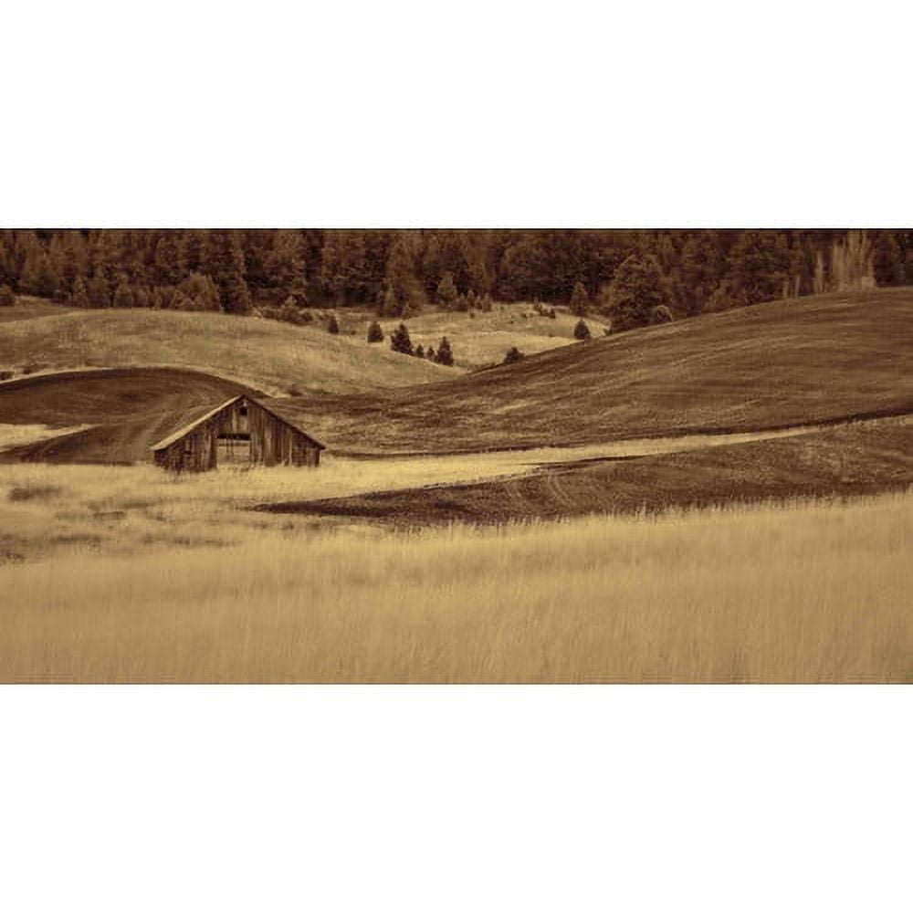 "Brown Barn in the Blonde Grasses" Painting Print on Canvas