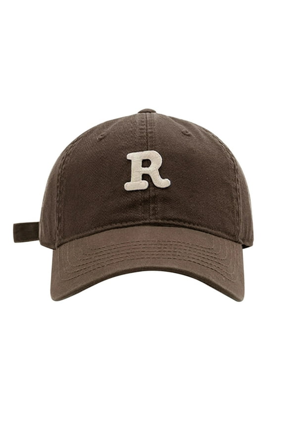 Brown Baseball Caps Spring/Summer Big Headed Soft Top R Letter Solid Duck Tongue Hat Baseball Hat