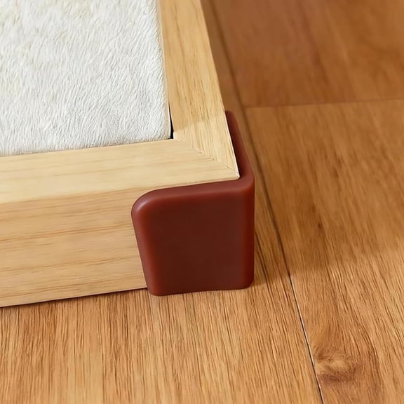 Brown Baseboard Corners Blocks Self Adhesive, Thickened Rubber Safety Corner Protectors Cushion, Soft Edge Furniture Wall Guards (4 PCS)
