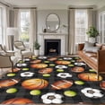 thumbnail image 1 of Brown Basketball Football Area Rugs 6'x9', Washable Small Throw Rugs for Kitchen Dining room, Checkered Ball Watercolor Indoor Outdoor Rug Non-Slip Low Pile Carpet Runner Reversible Floor Mats, 1 of 8