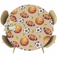 Brown Basketball Football Round Tablecloth 36-44 Inch Round Fitted ...