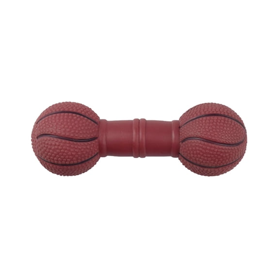 Brown Basketball Pet Dumbbell Toy, Squeaky Chew Resistant Toy, Interactive Fetch & Chew Toy for Small to Medium Dogs & Puppies