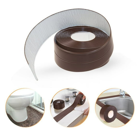Brown Bath & Kitchen Caulk Tape Sealant Strip, PVC Waterproof Self Adhesive Sealing Tape Caulk Sealer