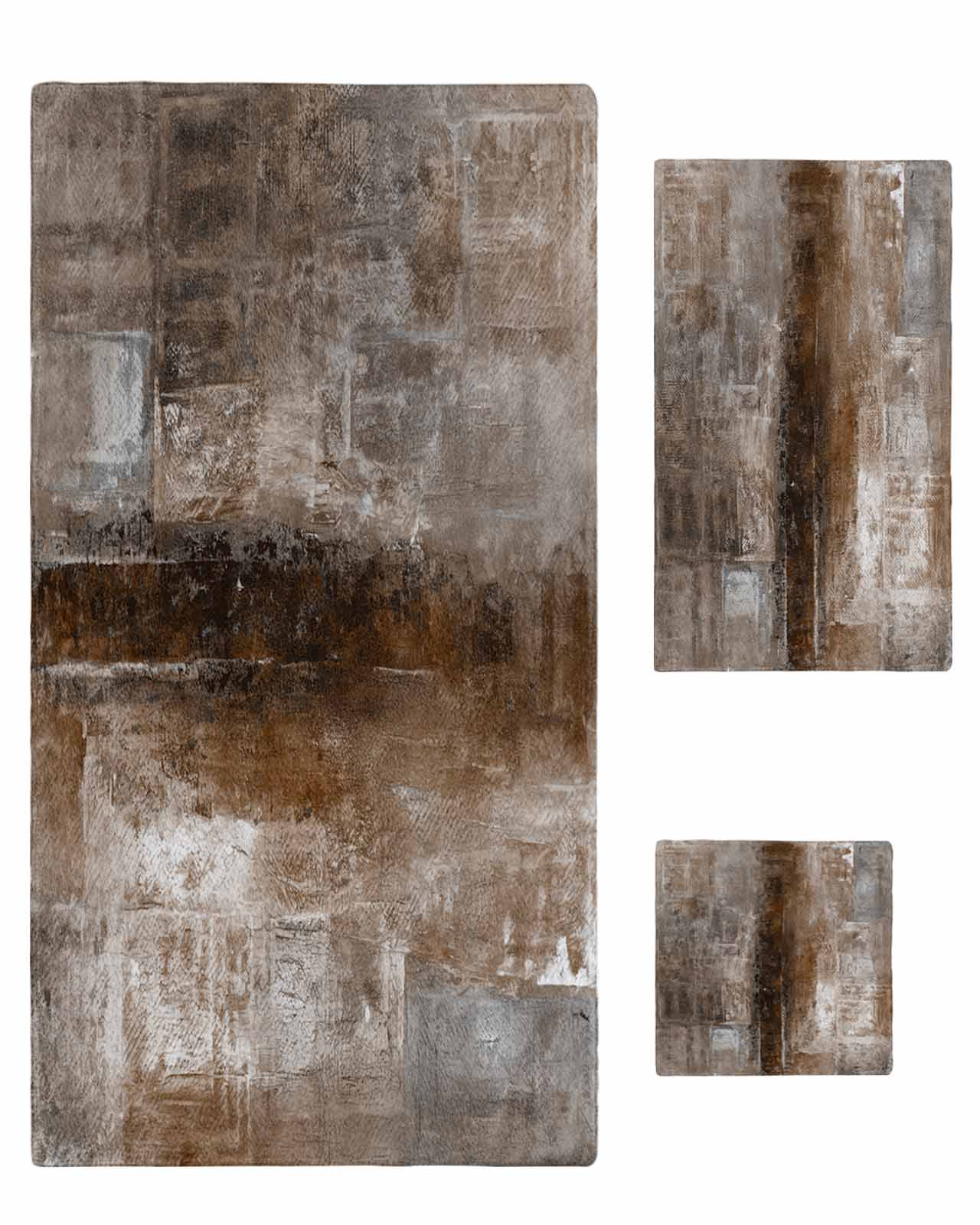 Brown Bath Towels for Bathroom Set,Luxury Microfiber Towels Gifts for Women,Beach Kitchen Hand Hair Face Towel and Dish Washcloth,Retro Oil Painting Modern Abstract Art Aesthetics Towels+Set