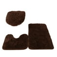 thumbnail image 1 of Brown Bathroom Rugs Sets 3Piece Bath Mat Solid Bath Rug Floor Mats Washable Shower Rug with U-Shaped Contour Rug Toilet Lid Cover, 1 of 5