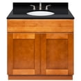 thumbnail image 1 of Brown Bathroom Vanity 36", Absolute Black Granite Top, Faucet LB4B, 1 of 4