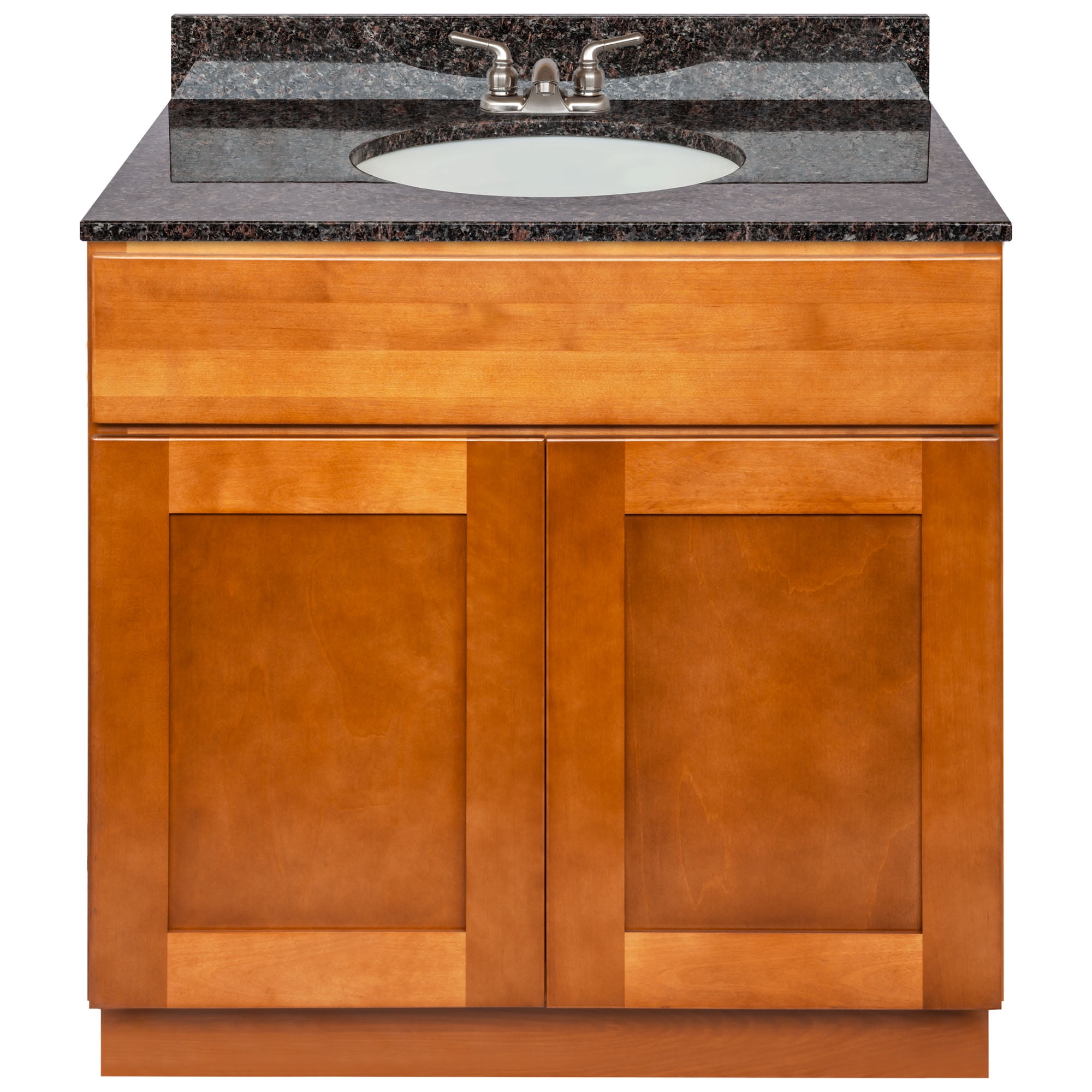 Brown Bathroom Vanity 36", Tan Brown Granite Top, Faucet LB3B