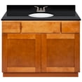 thumbnail image 1 of Brown Bathroom Vanity 42", Absolute Black Granite Top, Faucet LB3B, 1 of 5