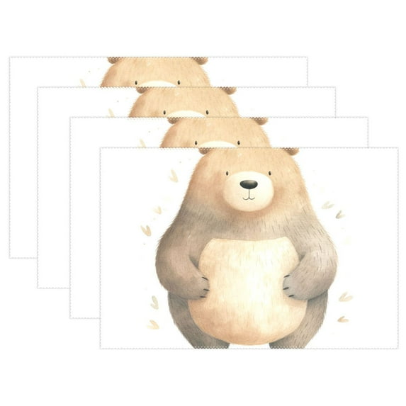 Brown Bear 12×18 inch Placemats Heat Resistant Washable Foldable Rectangular Placemats Set Decoration Indoor Outdoor for Kitchen Dining Table 1PC