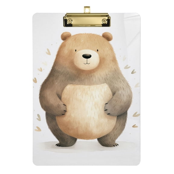 Brown Bear Acrylic Clipboards 12 x 9 Inch A4 Size with Low Profile Clip Hanging Clipboard for Classroom School Office