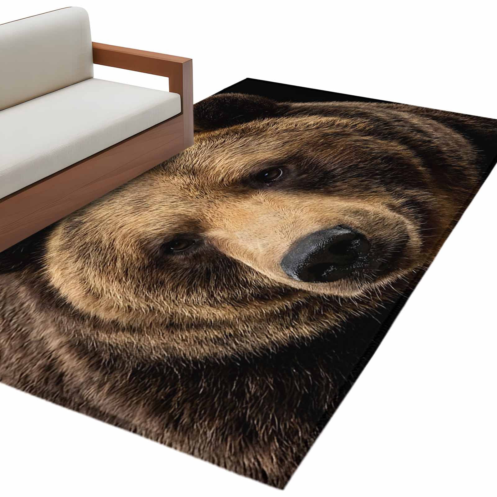 Brown Bear Area Rug 4x6 Washable Rug Non Slip Powerful Animal Wildlife ...